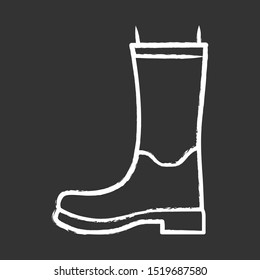 Women wellies chalk icon. Rubber boots for fall, spring rainy season. Unisex footwear design. Wellingtons, modern comfortable shoes. Male and female fashion. Isolated vector chalkboard illustration