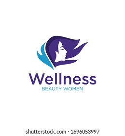 Women Wellness Logo Design Template . women beauty logo Cosmetic Template vector icon design . Beautiful woman Logo Design Illustration . Woman logo for Spa, Fashion & Beauty