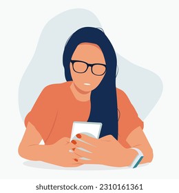 Frauen beim Telefonieren, Flache Illustration