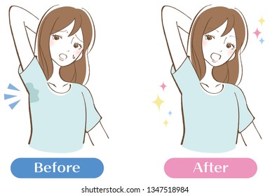 Women who care about perspiration  Before after set