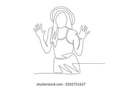 Women who enjoy going on holiday. Holiday travel concept one-line drawing