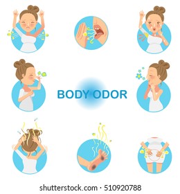 Women who have had body odor. vector illustration.