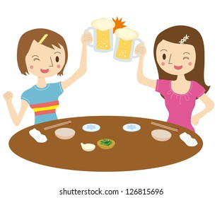 Women who have a toast with beer