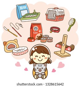 Women who love cats and buy various things