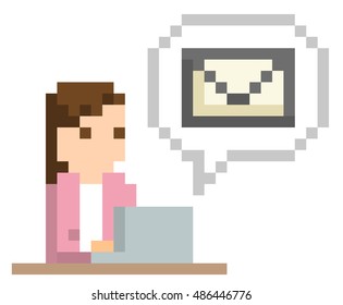 Women who mail: Pixel illustrations