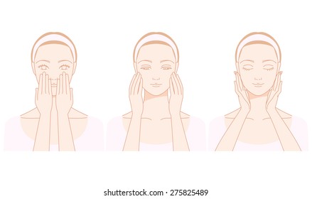 女性 首に手 笑顔 のイラスト素材 画像 ベクター画像 Shutterstock