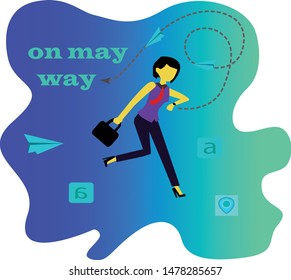 women who are on their way to work . Vector illustration in cartoon style - Vector