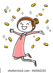 Women who rejoice point, to coin