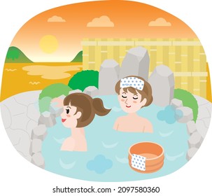 The women who take the outdoor bath with the ocean view.