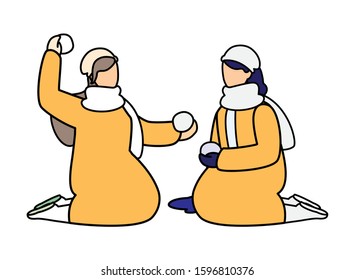 women with winter clothes on white background vector illustration design