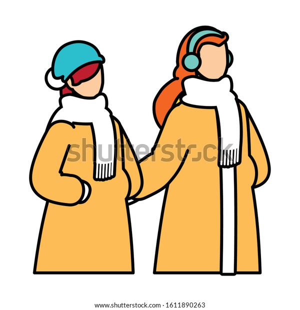 Women Winter Clothes On White Background Stock Vector Royalty Free 1611890263 Shutterstock