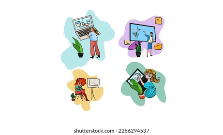 women at work, mini illustrations