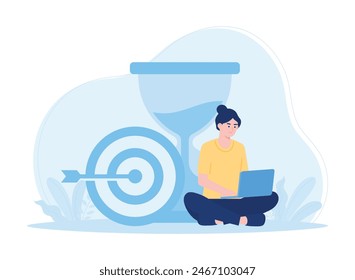 women at work on deadline concept flat illustration