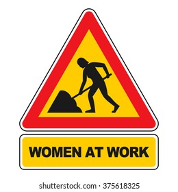 Women at Work sign vector isolated on white. All elements sorted and grouped in layers