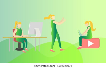 Women worker Character Flat design vector conceptual
