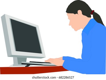 Women Working with computer