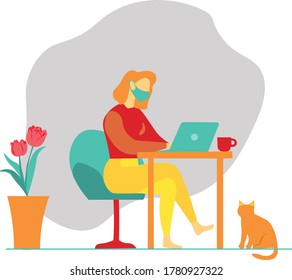 Women is working at home 