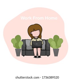 Women working at home on the sofa and video calling working as a team.