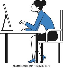 Women working on computer. Person sitting at office desk