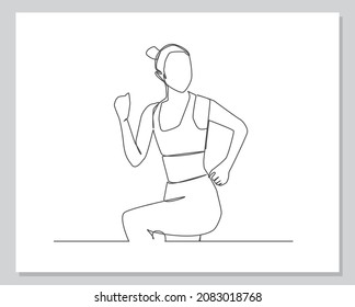 women workout continuous one line illustration