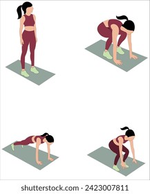 WOMEN WORKOUT SET.WOMEN EXERCISE VECTOR SET.