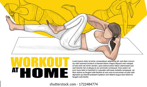 women workout vector illustration. workout poster design. sport background