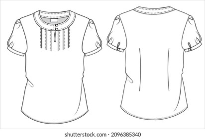 WOMEN WOVEN TOP IN EDITABLE VECTOR FILE