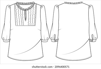 WOMEN WOVEN TOP IN EDITABLE VECTOR FILE