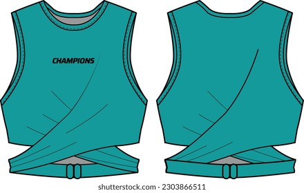 Women wrap around Sports bra top active sports Jersey design flat sketch fashion Illustration suitable for girls and Ladies, Vest for Swim, yoga, gym, running and sports activity