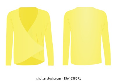 Women yellow long sleeve shirt. vector illustration
