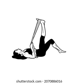 Women yoga exercises vector illustration. Warming up, stretching icon symbol design