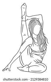 Women Yoga Pose Meditation Relaxing Line Art illustration