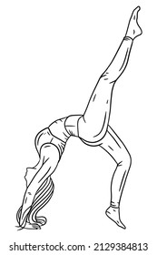 Women Yoga Pose Meditation Relaxing Line Art illustration