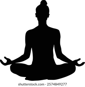 Women in yoga pose silhouette illustration