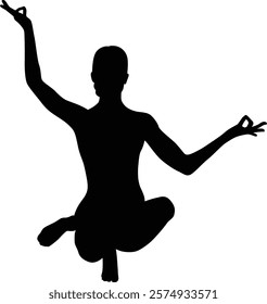 Women in yoga pose silhouette illustration