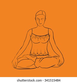 Women in the yoga pose in vector.