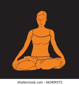 Women in the yoga pose in vector.