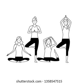 women yoga poses black and white