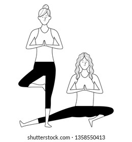 women yoga poses black and white
