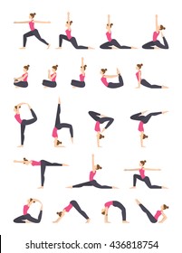 Women Yoga Poses Set.