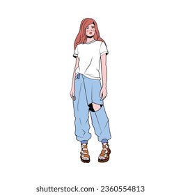 WOMEN YOUNG CHARACTERS MOCKUP TSHIRT ISOLATED CARTOON VECTOR