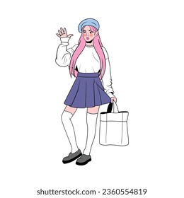 WOMEN YOUNG CHARACTERS MOCKUP TSHIRT ISOLATED CARTOON VECTOR