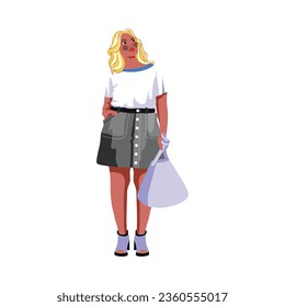 WOMEN YOUNG CHARACTERS MOCKUP TSHIRT ISOLATED CARTOON VECTOR