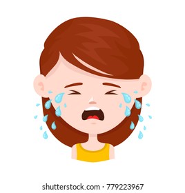 Women young girl crying. Vector flat cartoon character icon design. Isolated on white background. Cry,tears concept