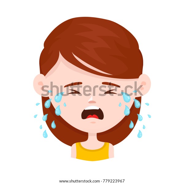 泣く女の子 ベクター平面のカートーンキャラクタアイコンデザイン 白い背景に 泣く 涙のコンセプト のベクター画像素材 ロイヤリティフリー