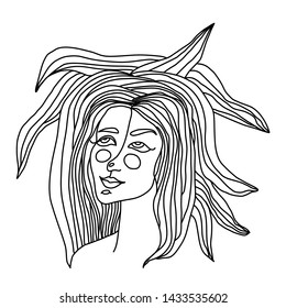 Womens abstract modern portrait. Coloring book. Vector illustration.