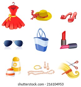 Women's accessories icons. vector illustration