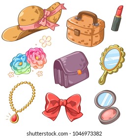Women's accessory painting isolate on white background vector