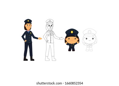 Illustrations-Paket zur Vektorillustration von Frauenflugzeugen