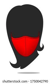 Women's Anti-Dust Red Face Mask Fabric Vector For Template